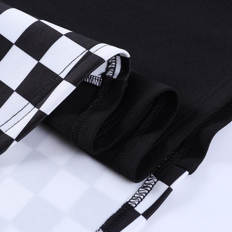 B&W Gothic Checkered Skirt