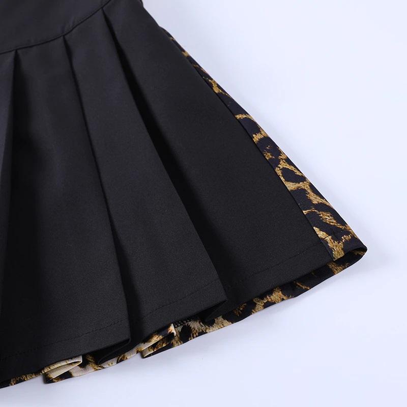 Leopardess High Waist Pleated Skirt
