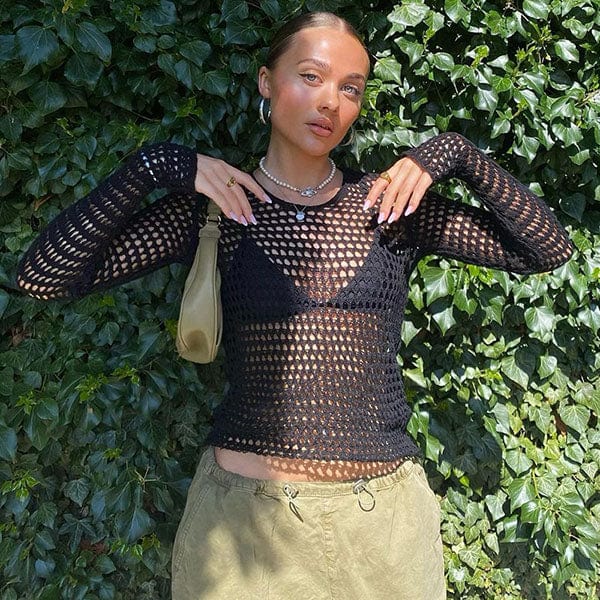 Show Me Black Fishnet Top