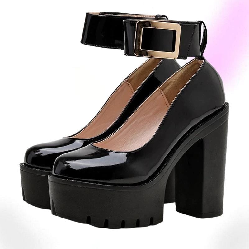 Lamia Black Chunky Platform Shoes