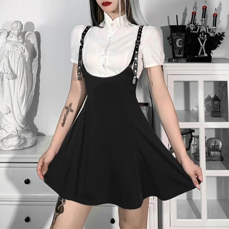 Gothic High Waist Suspender Skirt