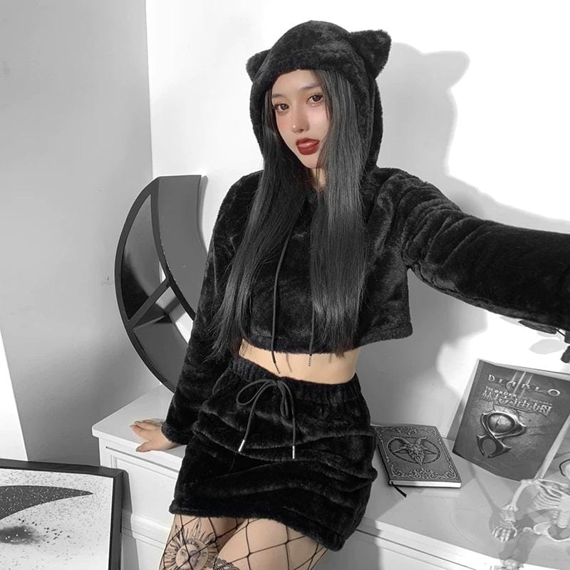 Nine Lives Hoodie And Mini Skirt