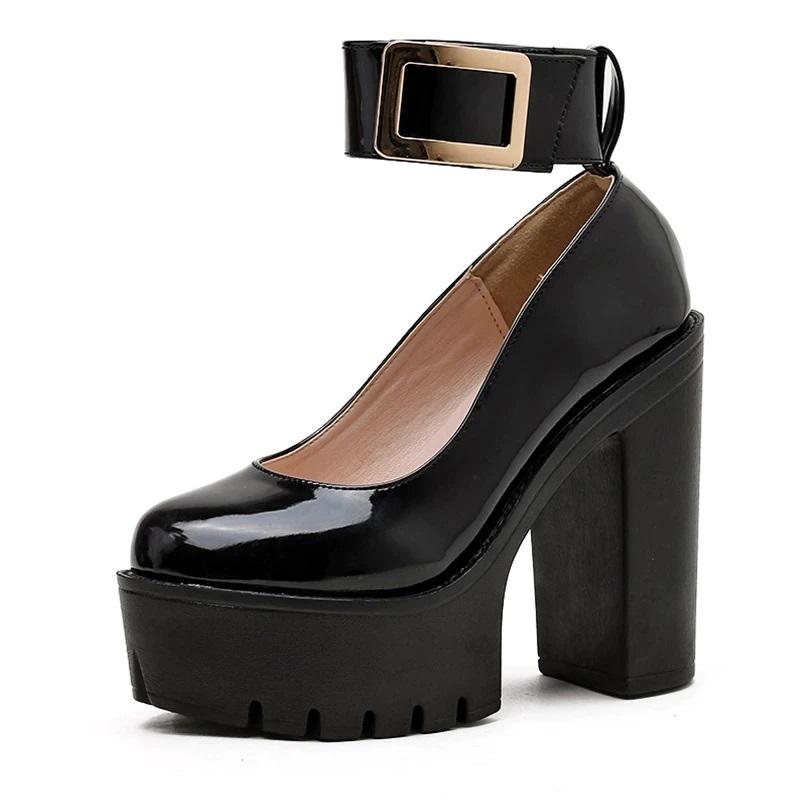 Lamia Black Chunky Platform Shoes