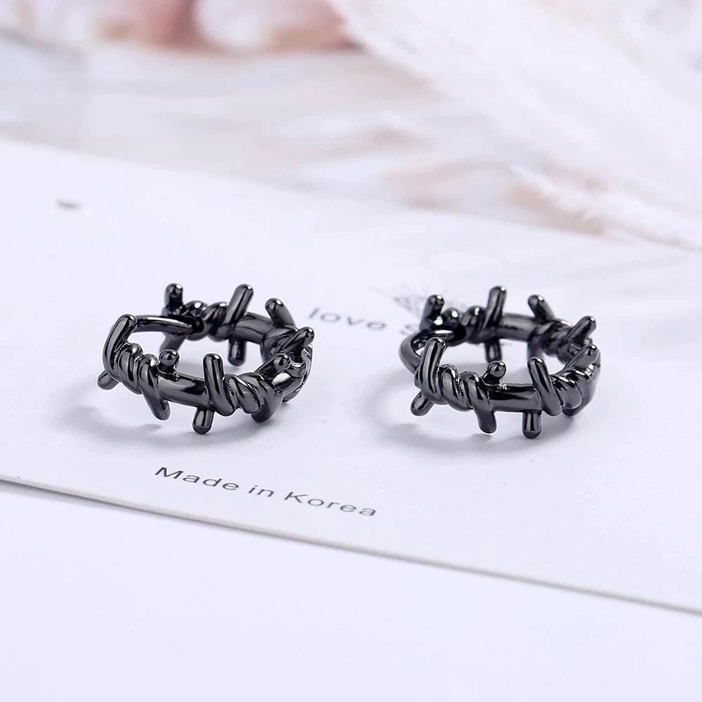Barb Wire Silver Earrings