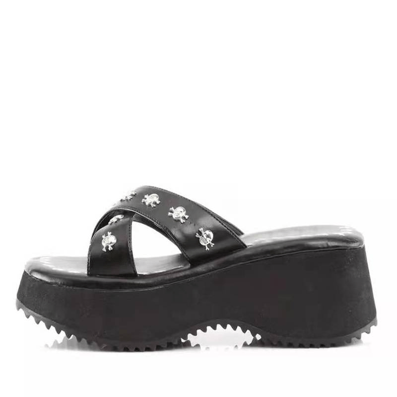 Grim Gothic Black Sandals