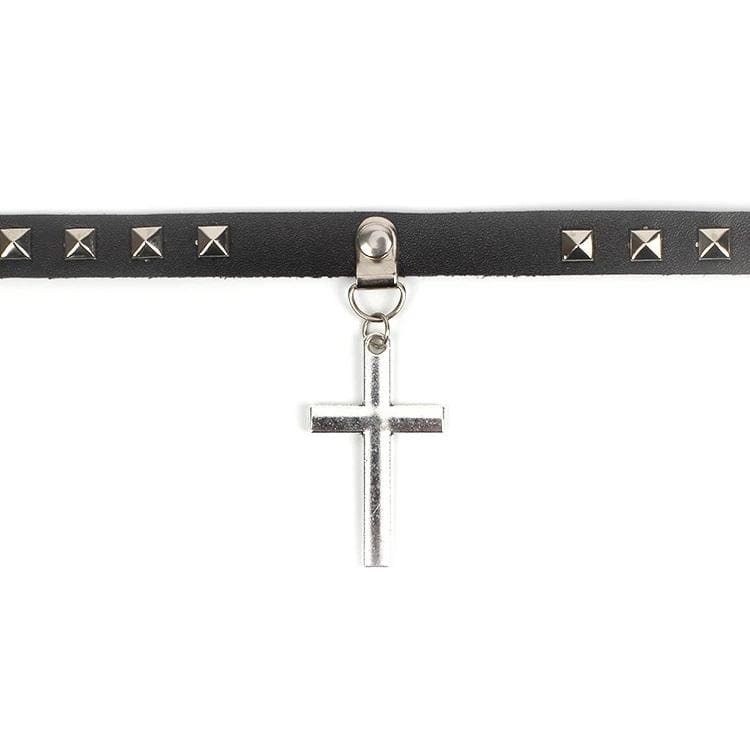 Cross Leather Choker
