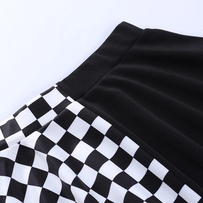 B&W Gothic Checkered Skirt