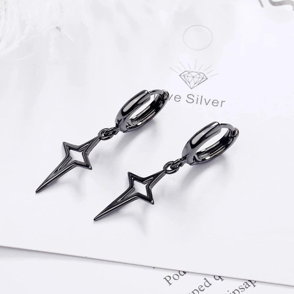 Silver Star Drop Earrings