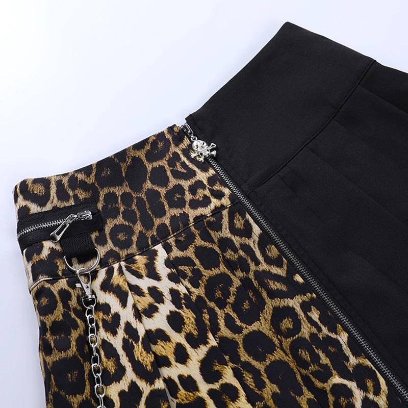 Leopardess High Waist Pleated Skirt