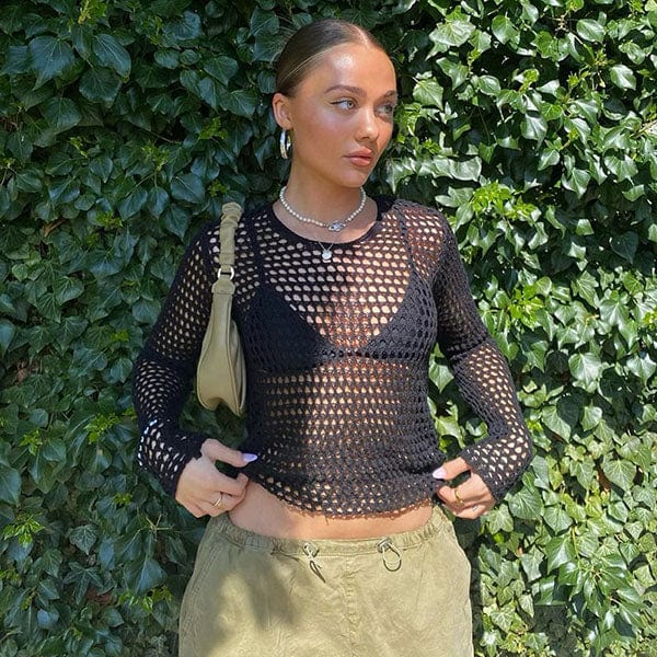 Show Me Black Fishnet Top
