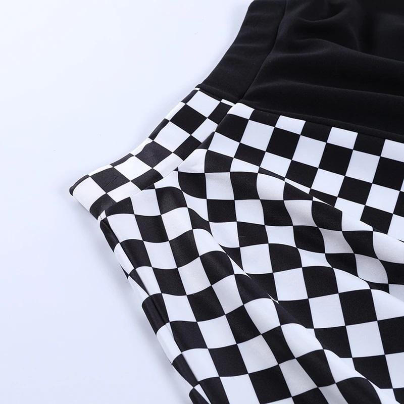 B&W Gothic Checkered Skirt