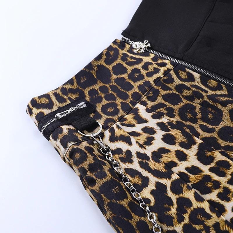 Leopardess High Waist Pleated Skirt