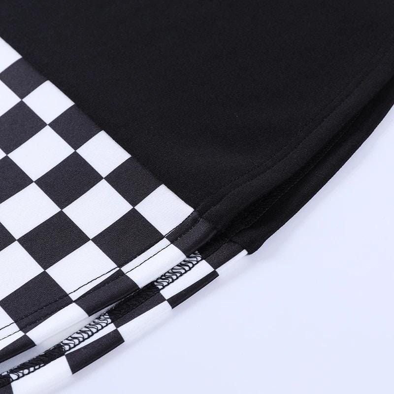 B&W Gothic Checkered Skirt