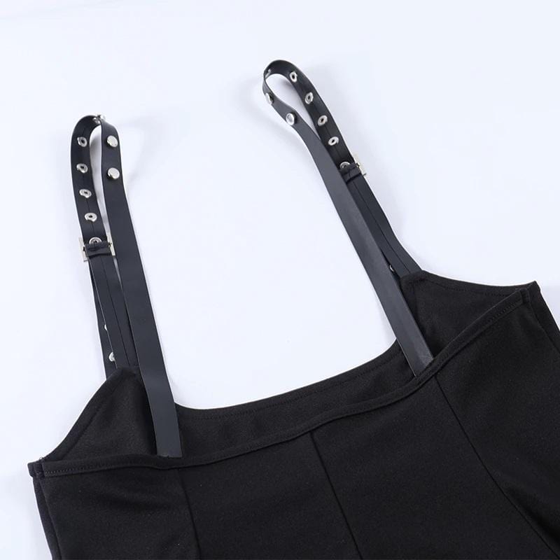 Gothic High Waist Suspender Skirt