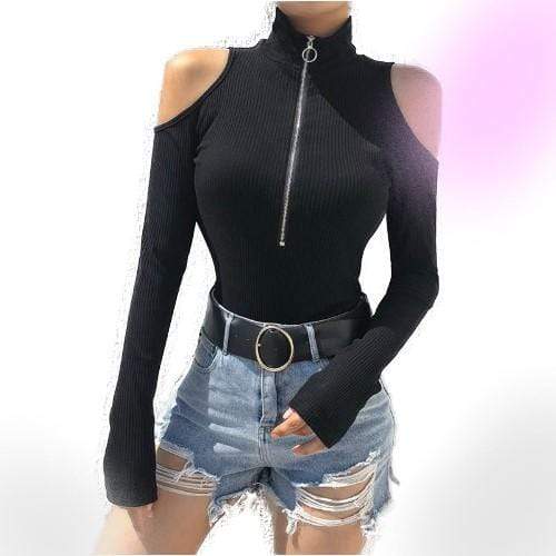 Gothic Long Sleeve Turtleneck Bodysuit
