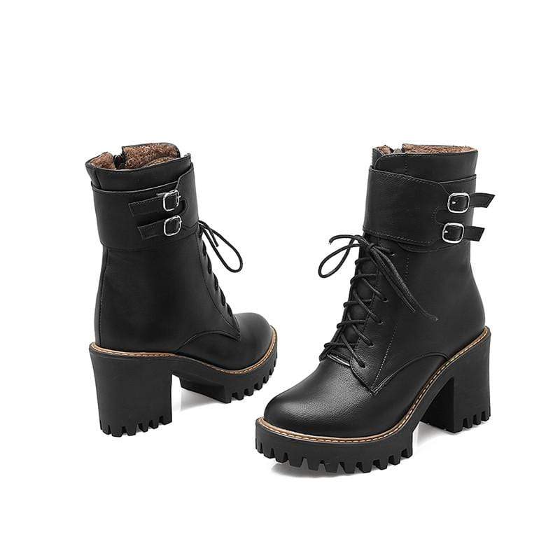 Possession Ladies Double Buckle High Heel Boots