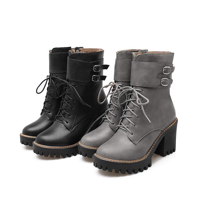 Possession Ladies Double Buckle High Heel Boots