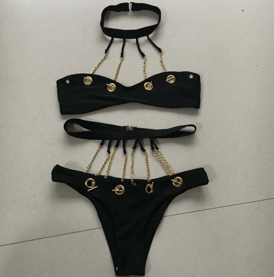 Gothic Chain High Waist Swimsuit