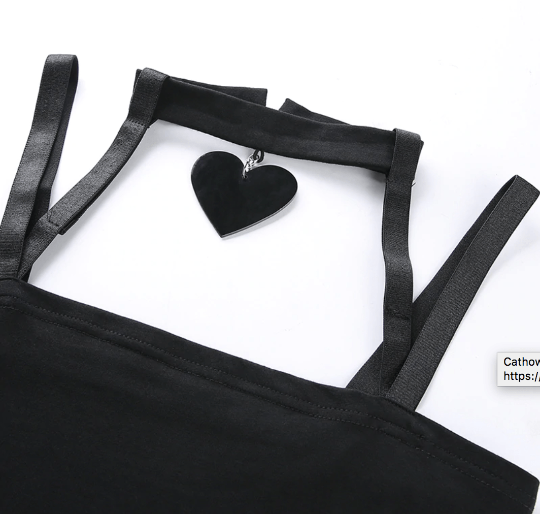 Black Heart Choker Top