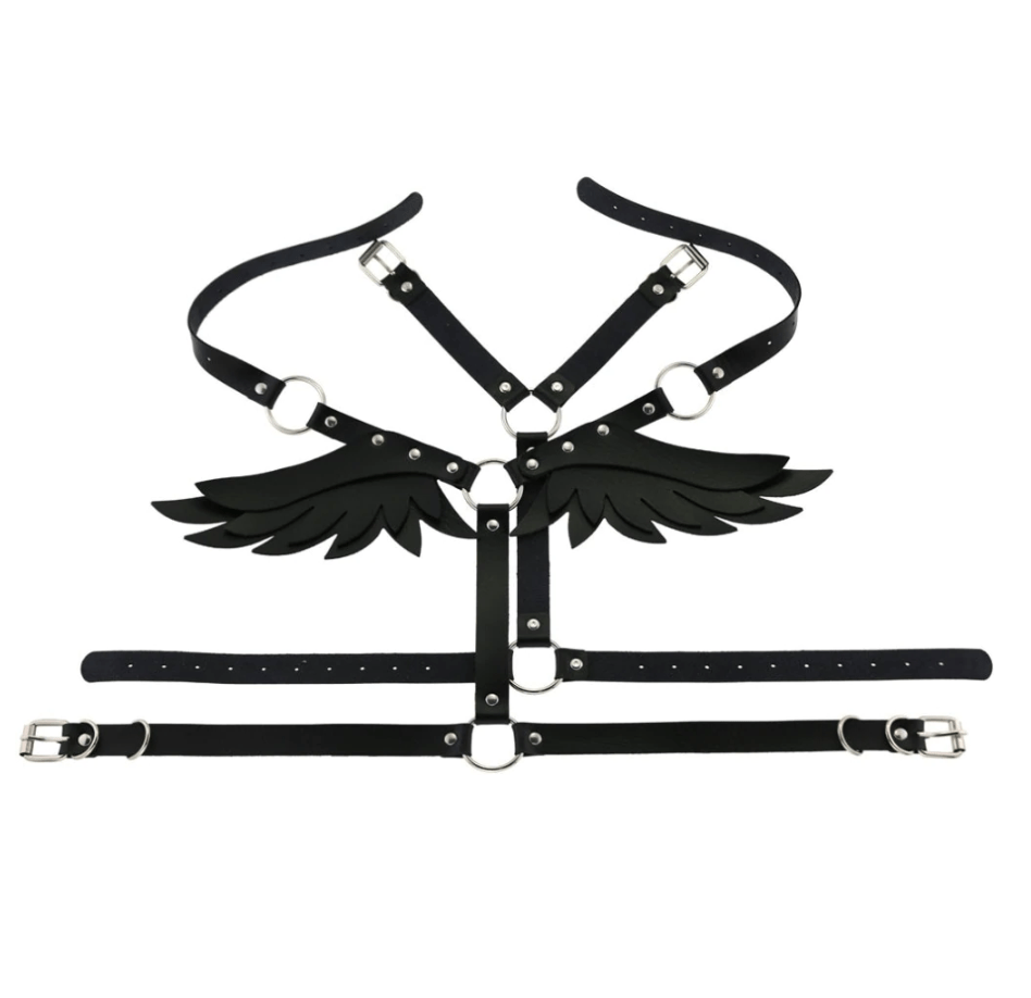 Gothic Wings Leather Harness Bondage