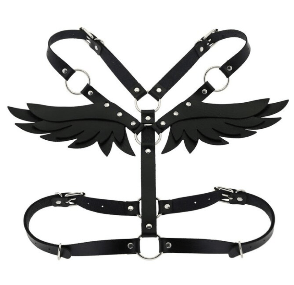 Gothic Wings Leather Harness Bondage