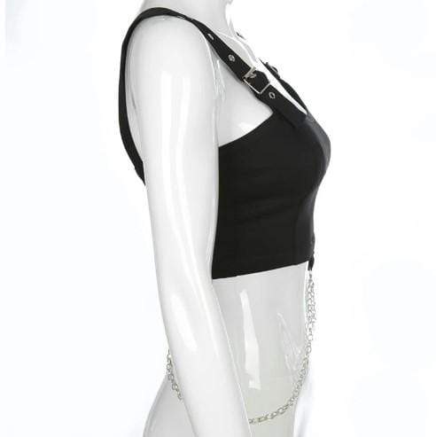 Gothic Punk Eyelet Metal Chain Top