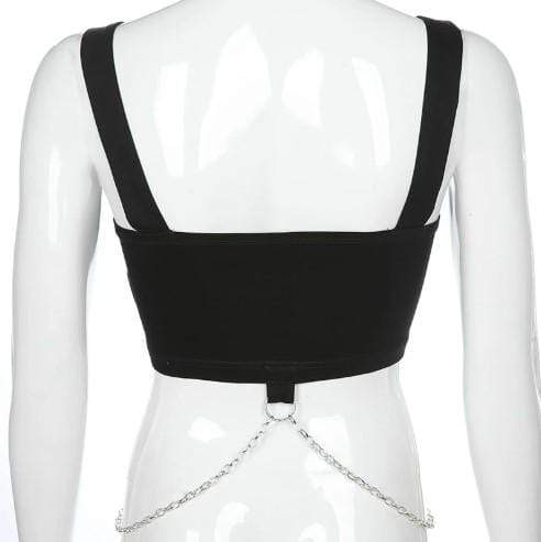 Gothic Punk Eyelet Metal Chain Top