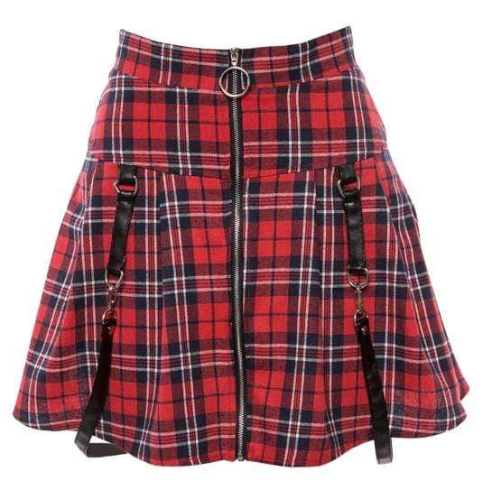 Gothic High Waist Belt Buckle Skirt