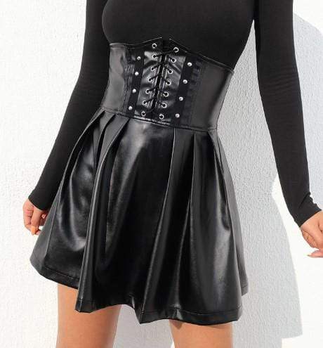 Gothic Leather Bondage High Waist