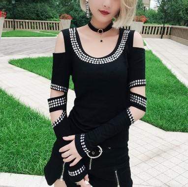 Gothic Diamonds Off Shoulder T-Shirt