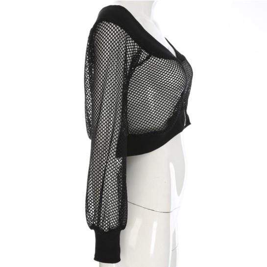 Gothic Mesh Off Shoulder Crop Top