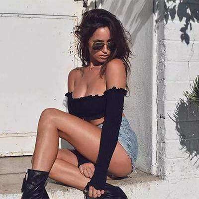 Laced Ruffled Shirt Crop Top