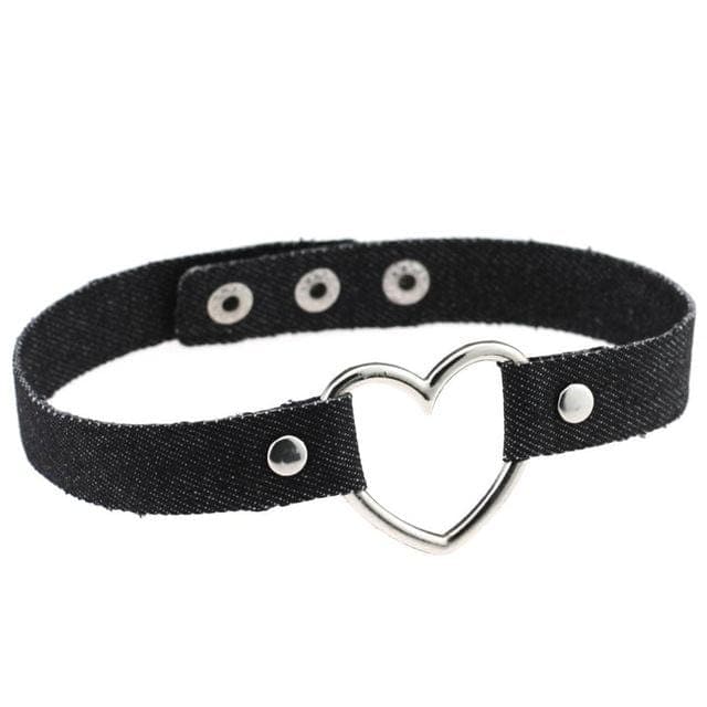 Denim Heart Choker