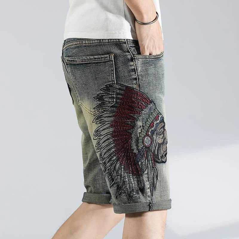 Ripped Graphic Men's Short Jeans