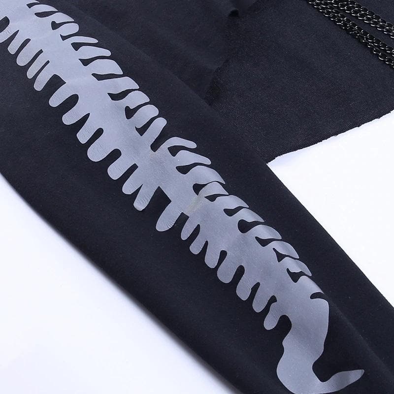 Reflective Cropped Chained Hoodie