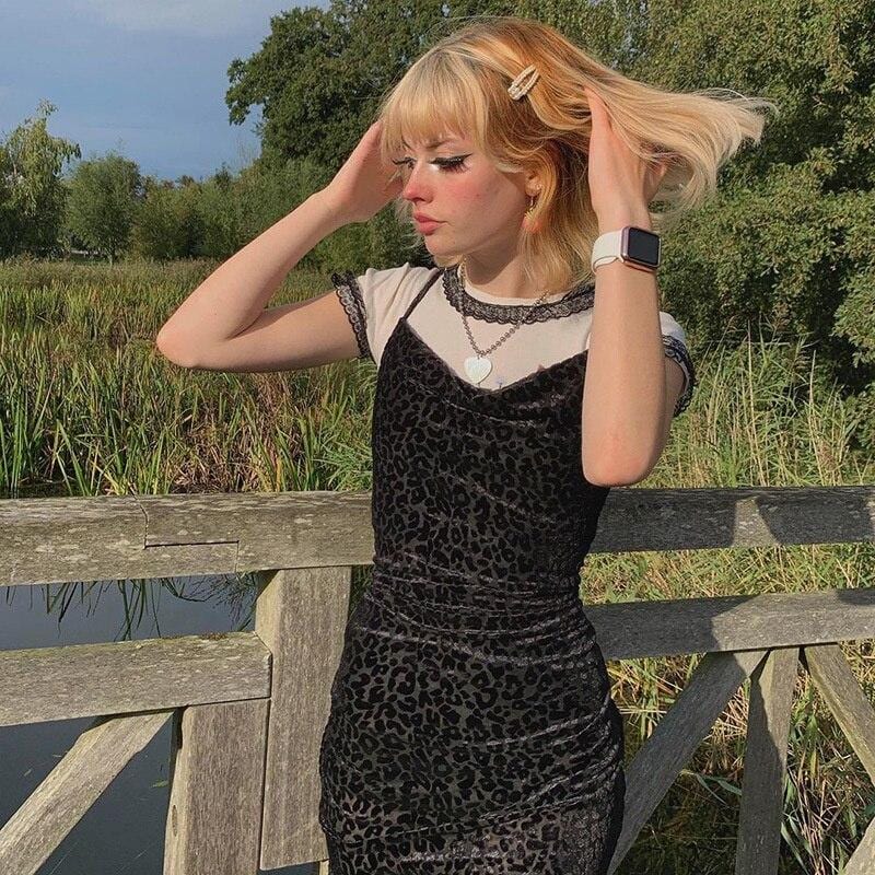 Black Leopard Midi Dress