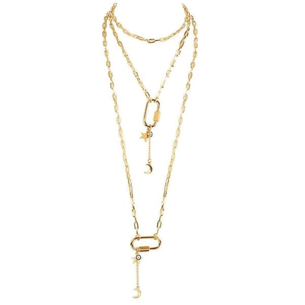 Carabiner Layered Chain Necklaces