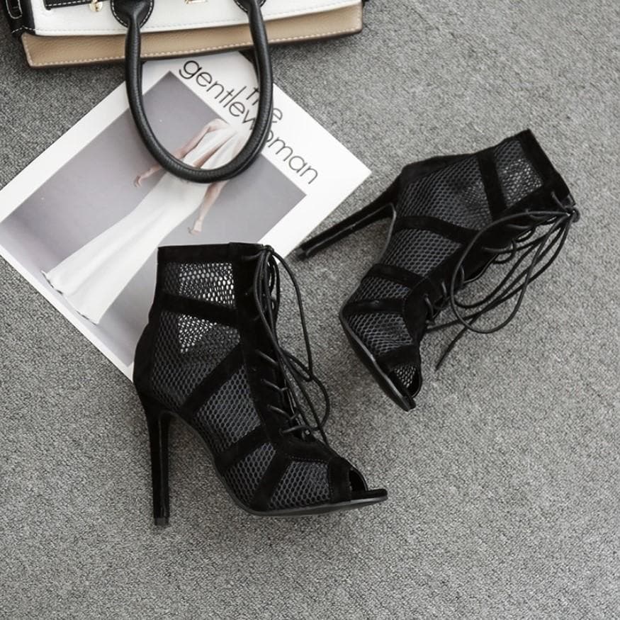 Gal Gothic Black Mesh Heels