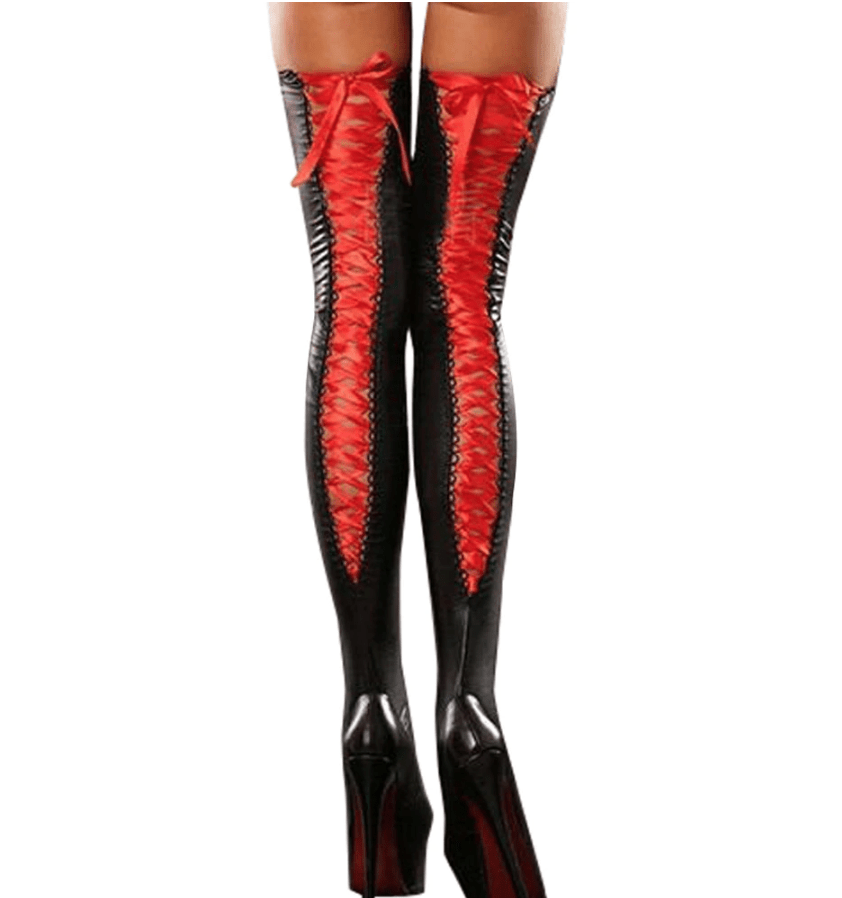 Gothic Leather Lace Thigh High