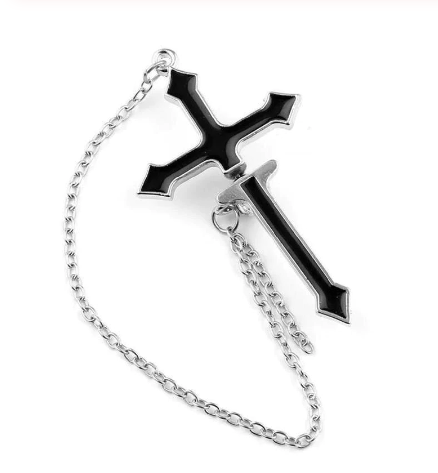 Black Cross Drop Earrings