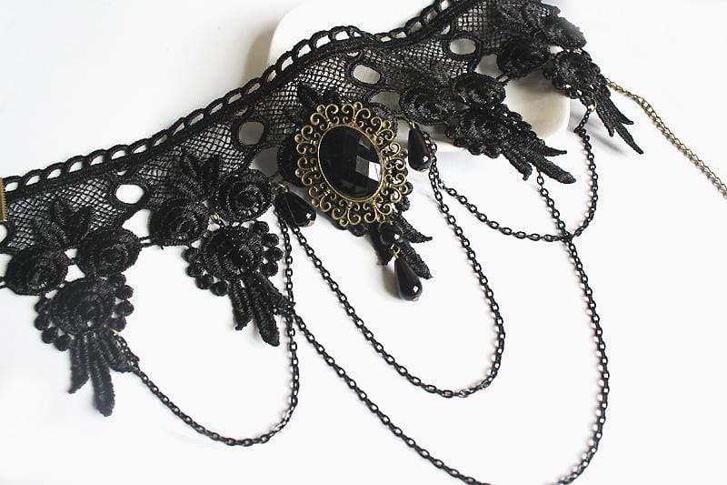 Goth Tassel Lace Necklace