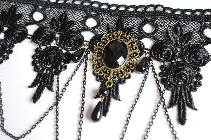 Goth Tassel Lace Necklace